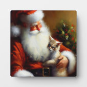Weihnachtsmann und Katze 3 Fotoplatte (Vorderseite)