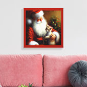 Weihnachtsmann und Katze 3 Leinwanddruck (Insitu (Wohnzimmer))
