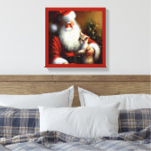 Weihnachtsmann und Katze 3 Leinwanddruck (Insitu (Schlafzimmer))