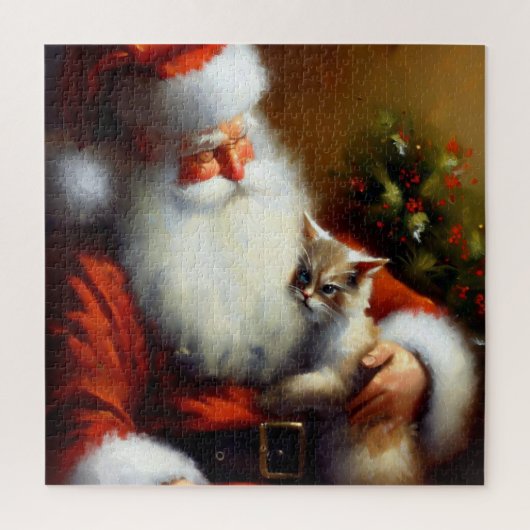 Weihnachtsmann und Katze (3) Puzzle (Vertikal)