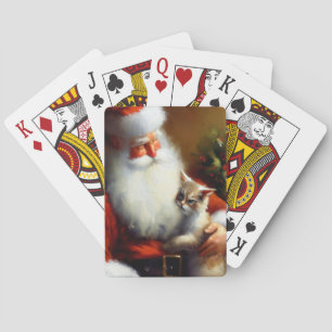 Weihnachtsmann und Katze (3) Spielkarten