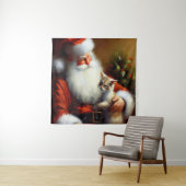 Weihnachtsmann und Katze 3 Wandteppich (Beispiel)