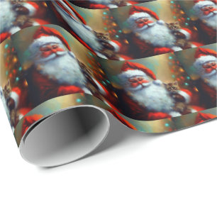 Weihnachtsmann und Katze 4 Geschenkpapier