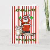 Weihnachtsmann und Katze Weihnachtskarte Karte (Vorderseite)