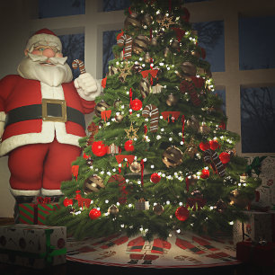 Weihnachtsmann und Kekse Weihnachten Polyester Weihnachtsbaumdecke