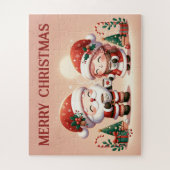 Weihnachtsmann und Kind genießen heiße Schokolade Puzzle (Vertikal)