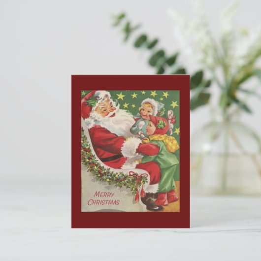 Weihnachtsmann und Kinder Feiertagskarte (Stehend Vorderseite)