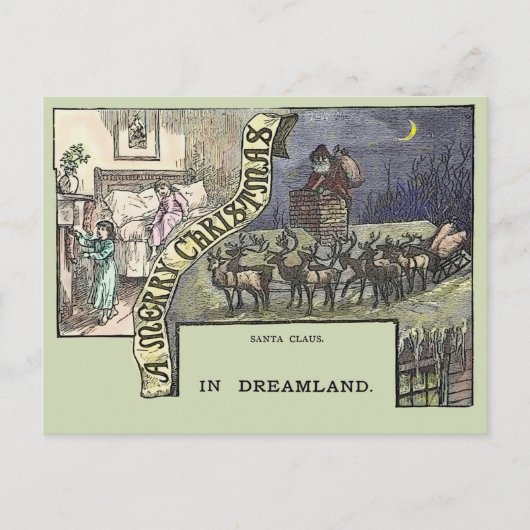 Weihnachtsmann und Kinder Postkarte (Vorderseite)