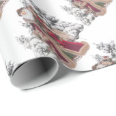 Weihnachtsmann und Kitze Geschenkpapier (Rolleneckpunkt)