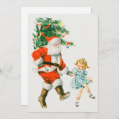 Weihnachtsmann und Kleines Mädchen Feiertagskarte (Vorne/Hinten)