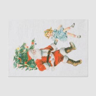 Weihnachtsmann und Kleines Mädchen Seidenpapier