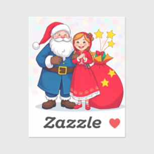 Weihnachtsmann und Mädchen mit einem Geschenkbeute Aufkleber