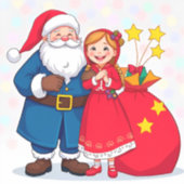 Weihnachtsmann und Mädchen mit einem Geschenkbeute Aufkleber (Vorderseite)