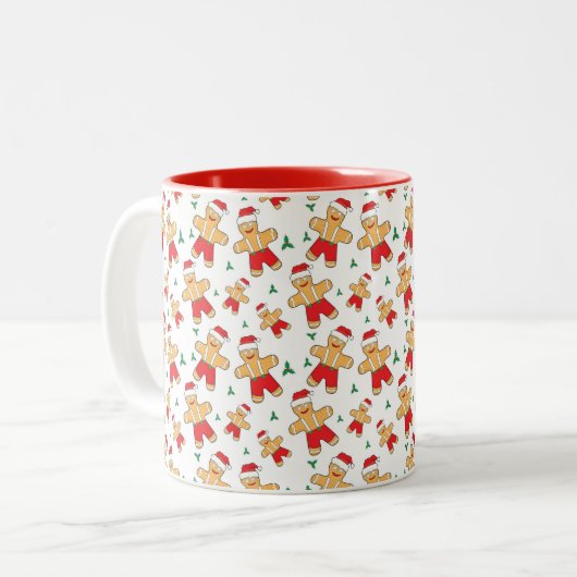 Weihnachtsmann und Mistletoe Zweifarbige Tasse (Vorderseite Links)