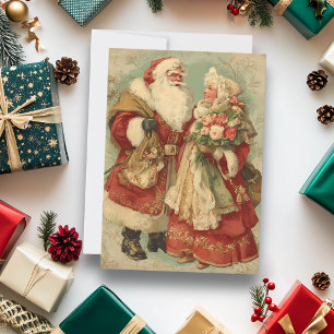 Weihnachtsmann und Mrs Claus vintage Feiertagskarte