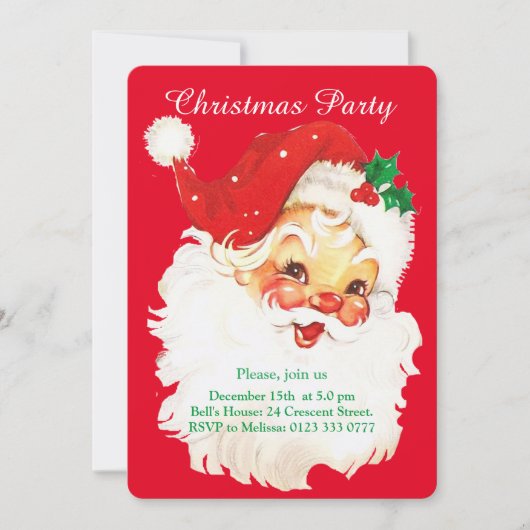 Weihnachtsmann und Niedliche Elf-Party Einladung (Vorderseite)