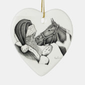 Weihnachtsmann und Paint Pinto Pferd Keramik Ornament (Rechts)