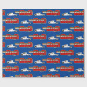 Weihnachtsmann und Pferdeanhänger Geschenkpapier (Flach)