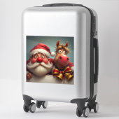 Weihnachtsmann und Pferderücken Feierliche Feier Aufkleber (Koffer)