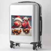Weihnachtsmann und Pferderücken Feierliche Feier Aufkleber (Koffer)
