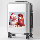 Weihnachtsmann und Pferderücken Feierliche Feier Aufkleber (Koffer)