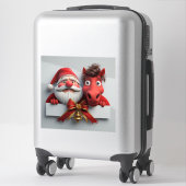 Weihnachtsmann und Pferderücken Feierliche Feier Aufkleber (Koffer)