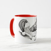 Weihnachtsmann und Pinto Pferd Tasse (Vorderseite Links)