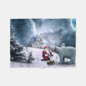 Weihnachtsmann und Polar-Bär Fleecedecke (Vorderseite (Horizontal))