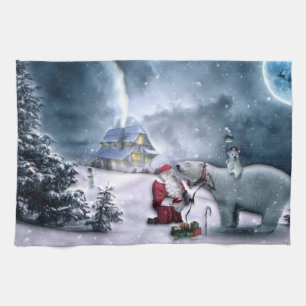 Weihnachtsmann und Polar-Bär Geschirrtuch