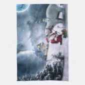 Weihnachtsmann und Polar-Bär Geschirrtuch (Vertikal)