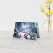 Weihnachtsmann und Polar-Bär Karte (Gelbe Blume)