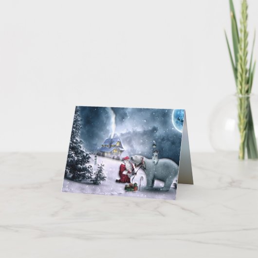 Weihnachtsmann und Polar-Bär Karte (Vorderseite)