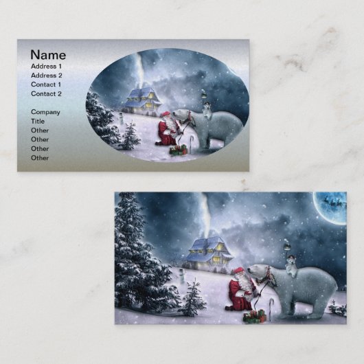 Weihnachtsmann und Polar-Bär Visitenkarte (Vorne/Hinten)