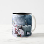 Weihnachtsmann und Polar-Bär Zweifarbige Tasse (VorderseiteRechts)