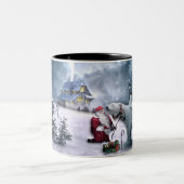 Weihnachtsmann und Polar-Bär Zweifarbige Tasse (Mittel)