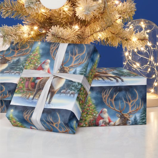 Weihnachtsmann und Reindeer AI Geschenkpapier (Feiertage)