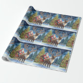 Weihnachtsmann und Reindeer AI Geschenkpapier (Ungerollt)