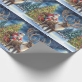Weihnachtsmann und Reindeer AI Geschenkpapier (Ecke)