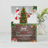 Weihnachtsmann und Reindeer Einladung (Stehend Vorderseite)