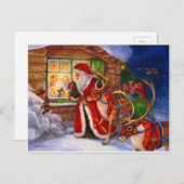 Weihnachtsmann und Reindeer Feiertagspostkarte (Vorne/Hinten)