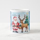 Weihnachtsmann und Reindeer, frohe Weihnachten Jumbo-Tasse (Vorderseite)