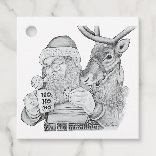 Weihnachtsmann und Reindeer Geschenkanhänger (Vorderseite)