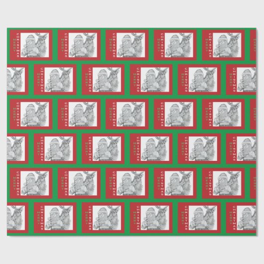 Weihnachtsmann und Reindeer Geschenkpapier (Flach)