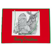 Weihnachtsmann und Reindeer Große Geschenktüte (Vorderseite)