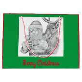 Weihnachtsmann und Reindeer Große Geschenktüte (Rückseite)