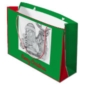 Weihnachtsmann und Reindeer Große Geschenktüte (Rückseite Schrägansicht)