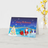 Weihnachtsmann und Reindeer Karte (Gelbe Blume)