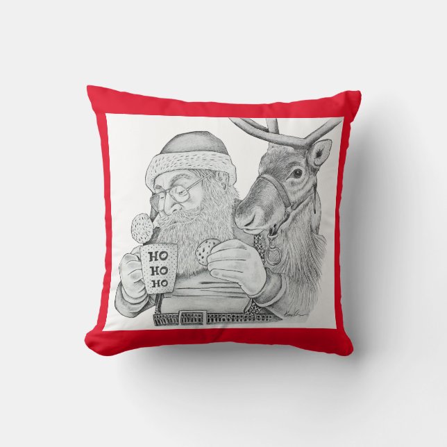 Weihnachtsmann und Reindeer Kissen (Vorderseite)