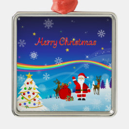 Weihnachtsmann und Reindeer Ornament Aus Metall