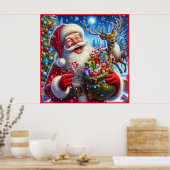 Weihnachtsmann und Reindeer Poster (Küche)
